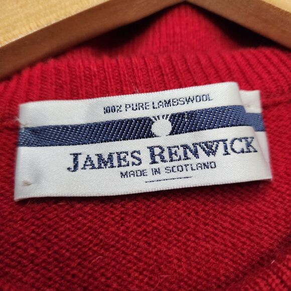 James Renwick Sweater Lambswool Argyle Made In Scotland Mens Large/42 - Picture 4 of 11